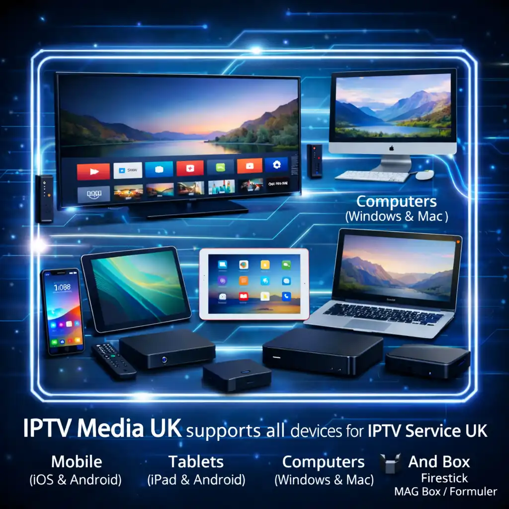 All devices supported by IPTV Media UK streaming service